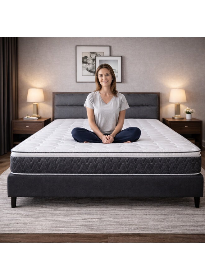 Rexal Home Supreme Pillow Top Bonnel Spring Mattress 25 cm | California Queen Size 160 × 200 cm, Knitted Fabric, Motion Isolation & Medium Firm Support - Image 3